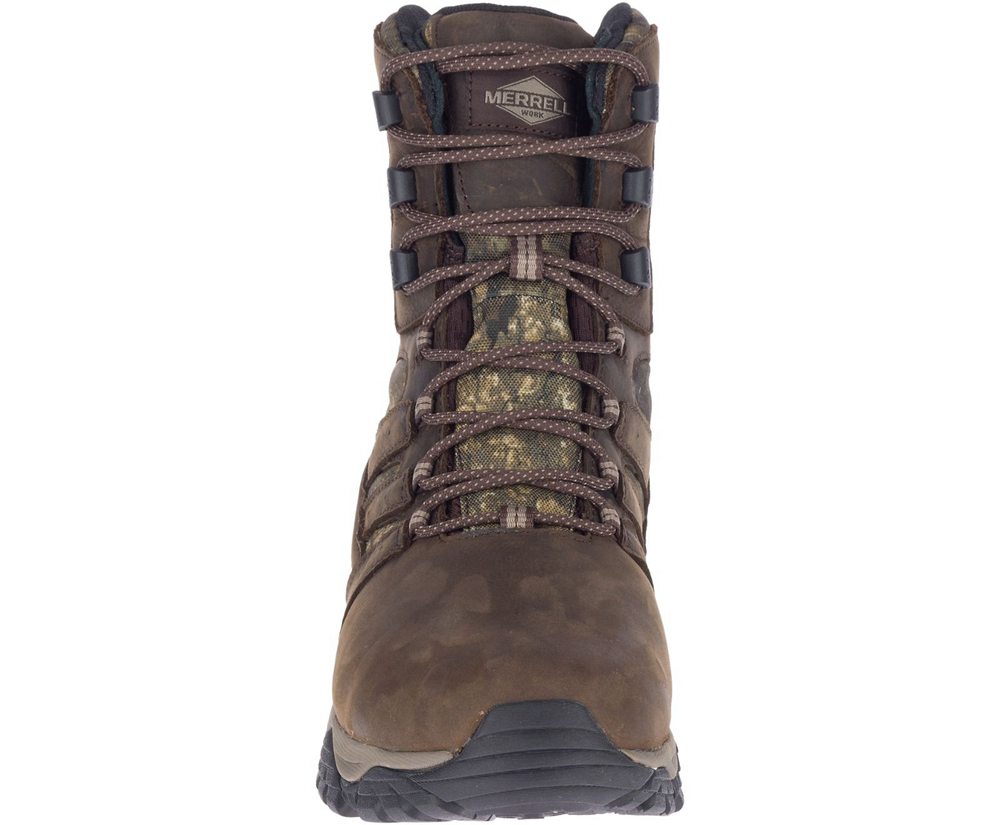 Merrell Work Boots Brown - Moab Timber Thermo 8\" Waterproof SR - Mens 03YCOZJWH